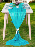 MDS 20 Pack 10ft Chiffon Table Runner 29 x 120 Inches Sheer Wedding Runner Romantic Rustic Table Runner for Wedding Decorations, Birthday Parties, Bridal Shower Party Arch Decor - Peacock Blue