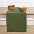 Solino Home Linen Olive Table Runner 72 Inches Long - 100% Pure Linen Hemstitch Table Runner 14 x 72 Inch for Dresser, Dining, Fall, Autumn, Thanksgiving - Classic Hemstitch