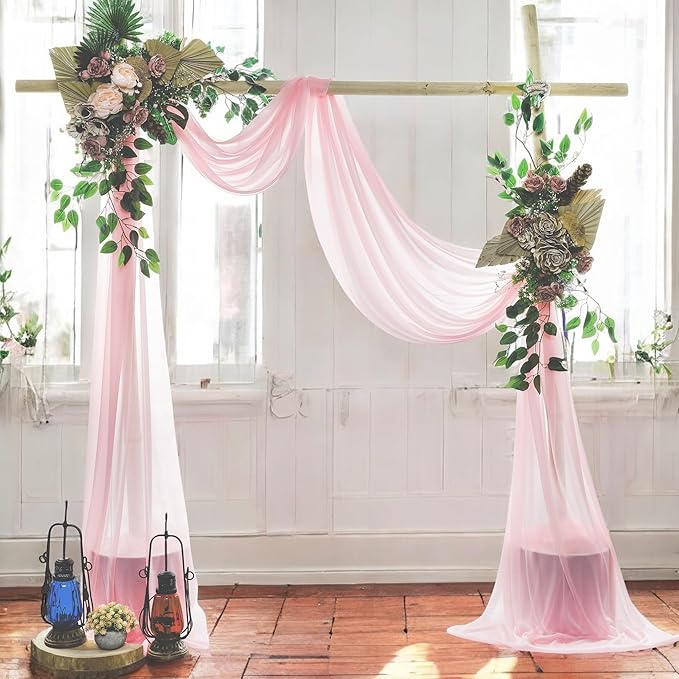 MDS Halloween Chiffon Draping Fabric - 1 Panel, 30" Wide x 30ft Long - Sheer Spooky Arbor & Canopy Drapery for Haunted House Backdrops, Party Ceilings, DIY Costumes & Themed Events - Blush Pink