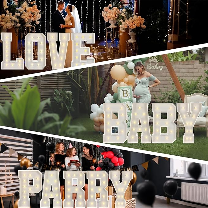 Marquee Light Up Letters: 3FT Large Decorative Signs for Party Decorations Baby Shower Birthday Wedding Engagement Anniversary, 3 Feet Tall Pre-Cut DIY Foamboard Letter B - Easy to Assemble