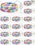 Brightown 14 Pack Multicolor LED Fairy Lights Battery Operated String Lights, 7ft 20LED Waterproof Silver Wire String Lights, Firefly Starry Moon Lights for Mason Jars DIY Christmas Wedding Party