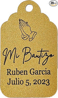 Mi Bautizo Baptism Christening Personalized Thank You Tags 20 pcs - More Colors Available (gold shimmer)