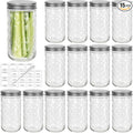CycleMore 15 Pcs 12oz Mason Jars With One Piece Silver Metal Lids, Canning Jars Glass Regular Mouth Jar for Honey, Jam, Jelly, Wedding Favors, Kitchen Food Storage