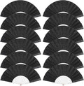 12 Pack Handheld Fan,Folding Hand Glitter fan with Shining Transparent Fan Rib – Ideal for Wedding, Church, Festival, Dance, Tea Party, Club, and EDM Accessories, Black