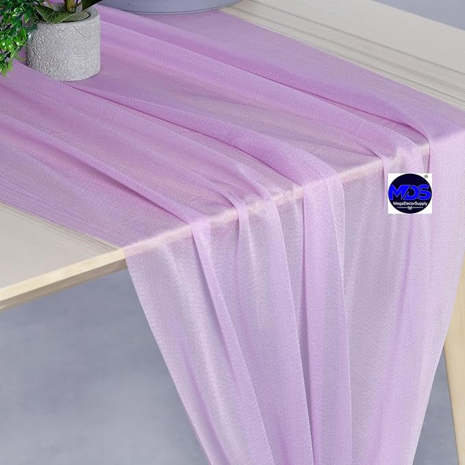 MDS Halloween Chiffon Table Runner - 15 Pack, 29 x 170 Inches, 14ft Each - Sheer Spooky Table Runners for Haunted House Parties, Trick-or-Treat Tables, Witchy Décor, Wedding & Events - Orchid