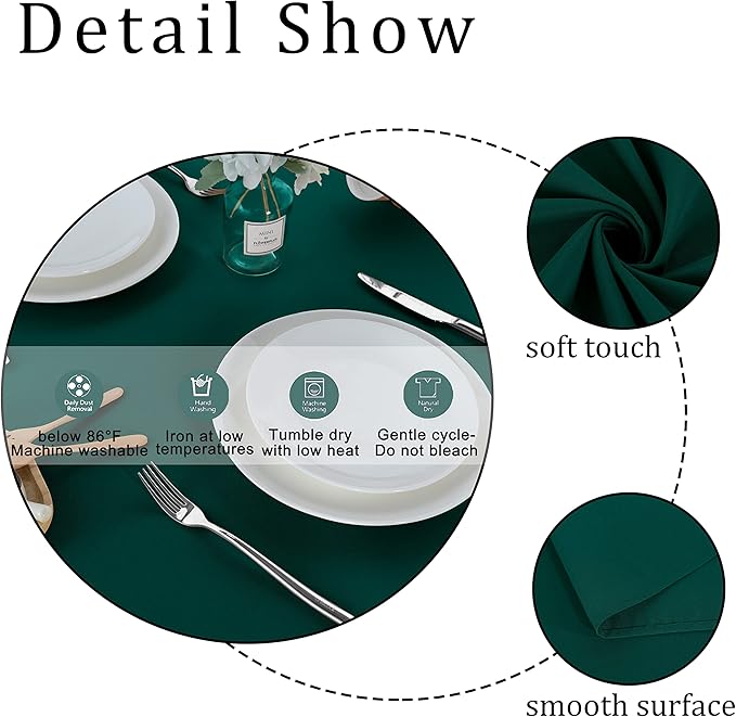 Fitable Rectangle Tablecloth Stain and Wrinkle Resistant Washable Polyester Table Cloth for Buffet Parties and Camping (60x84 inch, Green)