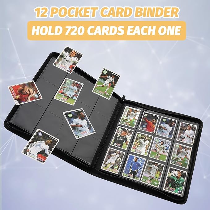 Trading Card Binder 12 Pocket, 720 Pockets Card Binders, Card Collection Binder, Card Album Folder for MTG, TCG, Sports Cards, Game Cards (Black)