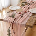 6pcs Pink Gauze Rustic Cheesecloth Table Runner 120 Inch 10 FT for Wedding Baby Shower Bridal Shower Birthday Engagement Garden Outdoor Party Long Sheer Boho Decorations