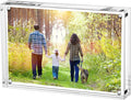 Boxalls 6x8 Inches Acrylic Picture Frame, Double Sided Clear Frameless Photo Frame with Magnetic Desktop Transparent
