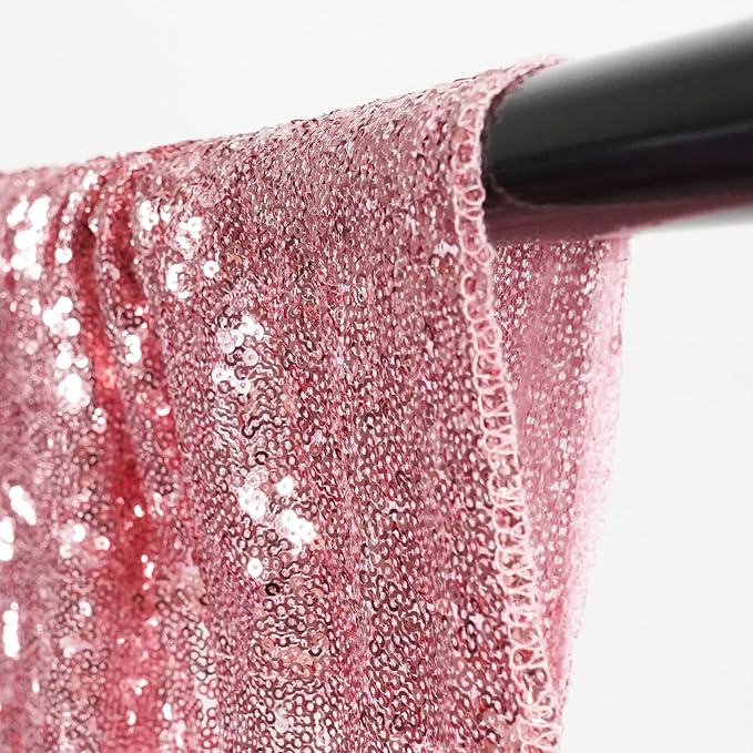 Poise3EHome Fuchsia Pink Sequin Backdrop,8FT x 10FT Sequin Photography Backdrop Curtain for Party Decoration