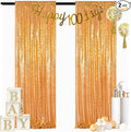 ShinyBeauty Gold Backdrops 2 Pieces Sequin Curtains 4FTx7FT Photoshoot Background Shimmer Golden Bakdrop Glitter Backgrounds for Prom,Birthday,New Year Studio Decor (8FTX7FT)