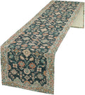 Vintage Boho Floral Table Runner, Rustic Country Farmhouse Blue Teal Red Bohemia Flower Pattern for Home Kitchen Table Decor Dining Coffee Room Party Decor 13x72in