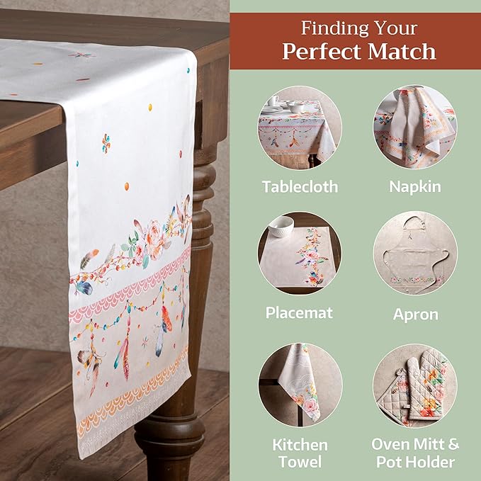 Maison d' Hermine Table Runner 100% Cotton Single Layer Table Runners 108 inches Long Decorative for Home Kitchen Dining Party Wedding Bridal Shower Spring Summer (Ibiza - Beige, 14.50" x 108")
