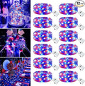 4th of July Decorations - 12 Pack Red White Blue Fairy Lights Battery Operated, 7ft 20 Led Twinkle Lights 3 Modes, Waterproof Bulk Mini String Light for Independence Day Patriotism Decorations