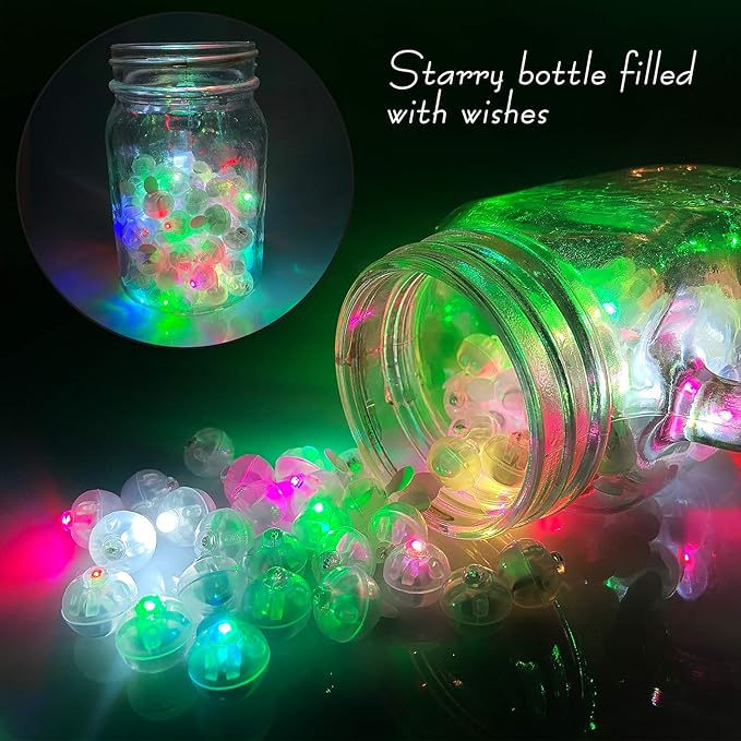 Aogist 100pcs Mini Lights,Long Standby Time Waterproof LED Balloon Light,Battery Powered,Ball Lamp for Balloon Paper Lantern Birthday Party Christmas Halloween (Multi-Colored, 100 PCS-Hook)