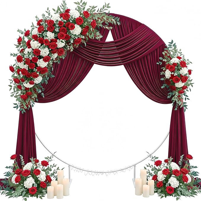 Wedding Arch Draping Fabric 29" x 19Ft Sheer Drapes for Backdrop Wedding Ceremony Reception Ceiling Decor Curtain Baby Bridal Shower Decoration (Burgundy, 3 Panels)