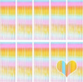 10 Pack Easter Foil Fringe Curtains 3.2ft x 8.2ft Rainbow Backdrop Curtains Photo Booth Background for Birthday Party Decoration Easter Decoration (Colorful)