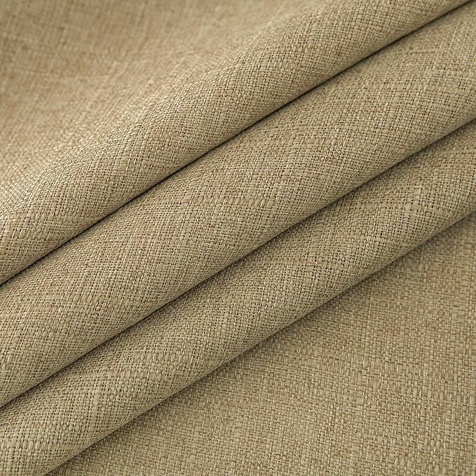 NLMUVW Round Linen Tablecloth 48 Inch, Tan Table Cloth Farmhouse Water Resistant Decorative Table Cover for Dining Kitchen Cafe Party