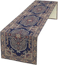Boho Floral Vintage Table Runner, Blue Purple Retro Flower Rustic Country Farmhouse Pattern for Home Kitchen Table Decor Dining Coffee Room Party Decor 13x108in