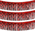 Thick 10 Feet by 15 Inch Red Foil Fringe Garland - Pack of 3 | Shiny Metallic Tinsel Banner for Parade Floats, Bridal Shower, Wedding, Birthday, Christmas | Wall Hanging Drapes (3)