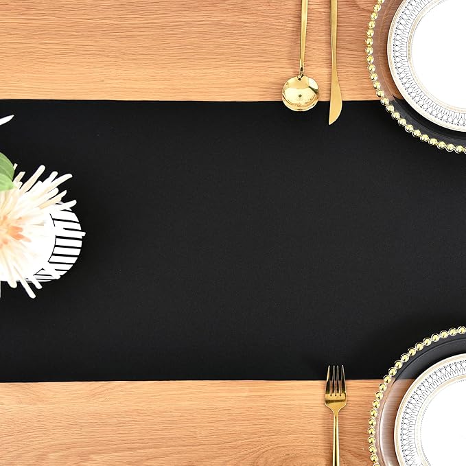 Farmhouse Black Table Runner Dining Table Runners 90 Inches Long Coffee Table Runner for Dresser Living Room Bedroom Holiday Party Banquet 12X90 Inch