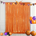 Eternal Beauty Orange Sequin Backdrop, 8x10 Ft Halloween Glitter Background Curtains for Shimmer Photography Party Wedding Birthday Back Drop Decor