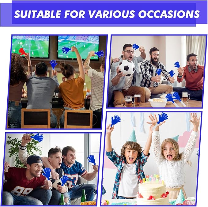 12 Pcs Hand Clappers Noisemakers 7.5 Inch Clappers Noisemakers Plastic Hand Clappers for Birthdays Game Football Sporting Events Cheers Supplies Dance Basketball Football Noisemakers (Blue and White)