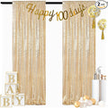 ShinyBeauty Light Gold Backdrop Sequin Curtains 4FTx7FT 2 Pieces Photograph Backdrops Golden Curtain Panels Shimmer Background for Birthday,Party,Wedding,Photoshoot Decor(8FTX7FT)