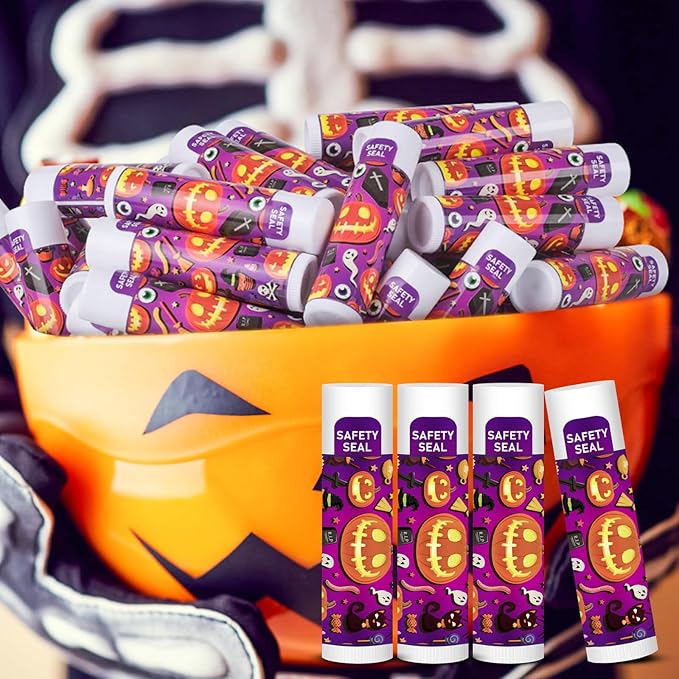DMSKY 60 Pcs Halloween Lip Balm Bulk, Halloween Party Favors Halloween Treat Bags Gifts Goodie Bag Fillers Classroom Prizes Halloween Party Favors Supplies