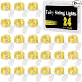 24Pack Fairy Lights,Battery Operated String Light,6.6FT 20 LED Mason Jar Lights,Waterproof Silver Wire Firefly Light,Mini String Light for Mason Jars Wedding Party Christmas Decor,Warm White