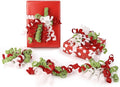 6" Metallic Glitter Red and Lime Green Self Adhesive Curly Ribbon Gift Wrap Bows for Christmas, Holiday, Birthday, Wedding, Presents, Party Favors Decorations 6-Count