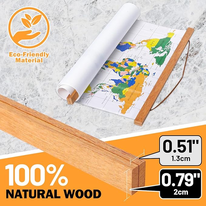 Poster Frame Frames, Magnetic Light Wood Wooden Poster Hangers Hanger Hanging Kit for Canvas Artwork Art Print (140cm /55",Teak Colour)