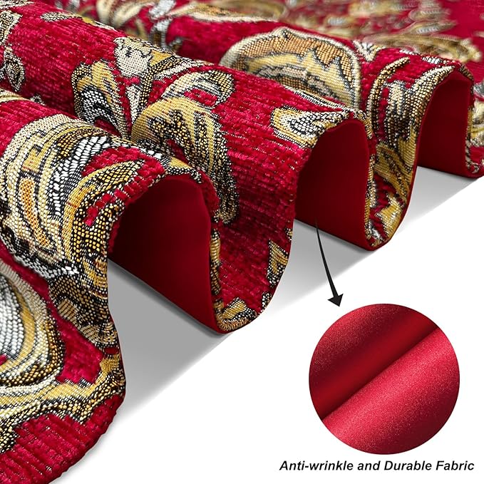Christmas Red Chenille Table Runner for Center Decoration(13x60inch)