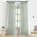 Vision Home Soft Green Pinch Pleated Semi Sheer Curtains Textured Linen Blended Light Filtering Window Curtains 120 inch for Living Room Bedroom Pinch Pleat Drapes with Hooks 10ft 2 Panels 40"Wx120"L