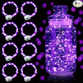 Aogist Led Fairy Lights 3 Modes Battery Operated String Lights Waterproof Silver Wire 7 Feet Firefly Starry Moon Mason Jar Lights for DIY Wedding Party Christmas (Purple, 8 Pack)