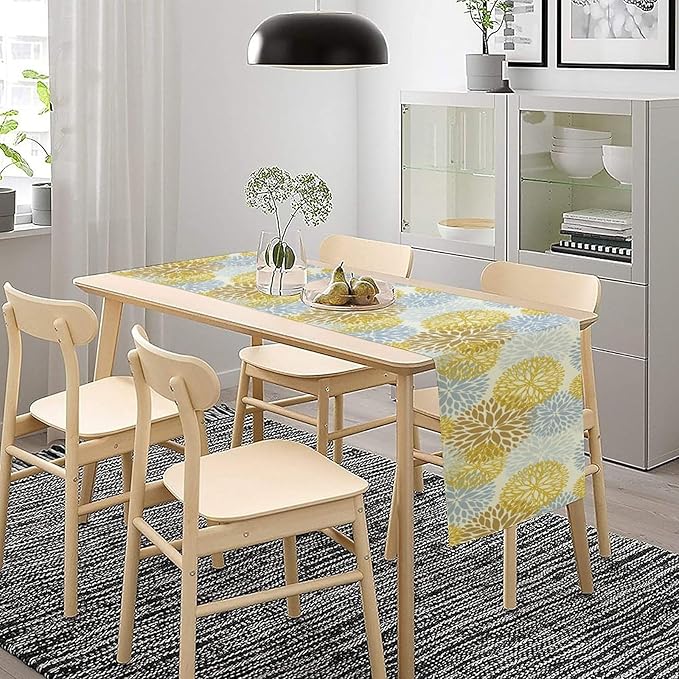 Flowers Table Runner,Spring Summer Floral Pattern Seasonal Farmhouse Kitchen Dining Table Home Party Decoration 13x90 Inch