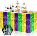 3 Pack 29x108 Inch Gold Green Purple Foil Fringe Table Skirts Metallic Banner for Tinsel Streamer Garland Backdrop for Parade Floats Wedding Thanksgiving Birthday Christmas Halloween Party Decoration