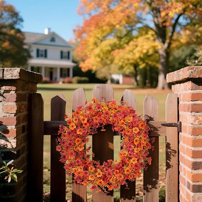 Fall Mums Flowers Artificial Garland for Decoration, 4 Pack 5.9 FT Faux Mums with Eucalyptus Leaves Ivy, UV Resistant Fake Fall Daisy Floral Vine Flowers for Home Garden Wedding Backdrop Decor