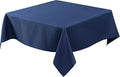 Biscaynebay Textured Fabric Square Tablecloths 90x90 Inches, Navy Water Resistant Card Table Cloth Folding Table Cover for Dining, Kitchen, Wedding and Parties etc. Machine Washable