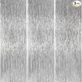 ParyWoo Silver Streamers 3pcs Tinsel Backdrop 8.2FT Metallic Tinsel Foil Fringe Streamer Curtains Party Photo Booth Backdrop for Graduation Baby Shower Bachelorette Wedding Disco Party Decorations