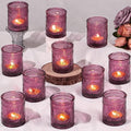DARJEN Purple Votive Candle Holders Set of 36- Glass Tea Light Candles for Purple Candles, Embossed Candle Votives for Wedding Table Centerpiece, Party & Home Decor