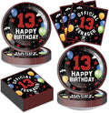 40Pcs 13th Birthday Decorations Officially a Teenager Party Decorations for Boys 13th Birthday Plates and Napkins, Suitable for 20 Guests