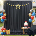 30x12ft Wrinkle Free Black Backdrop Curtain for Wedding Parties, 6 Panels 5×12 ft Long Soft Silky Polyester Fabric Backdrop Drapes Black Photo Back Drop Curtains for Party Photography Background Cloth