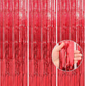 Crosize 8 Pack 3.3 x 9.9 ft Red Foil Fringe Curtains Party Decorations, Red Tinsel Curtain Backdrop for Parties, Door Streamers, Glitter Streamer Backdrop for Birthday Decoration