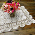 Cotton Handmade Crochet lace Table Runners Rectangular Tablecloth Doilies Doily Table Dresser Scarf Décor,19x27Inch,White