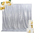 SquarePie Sequin Backdrop Non-Transparent Background Sparkly Curtain for Wedding Party 6FT x 6FT Silver