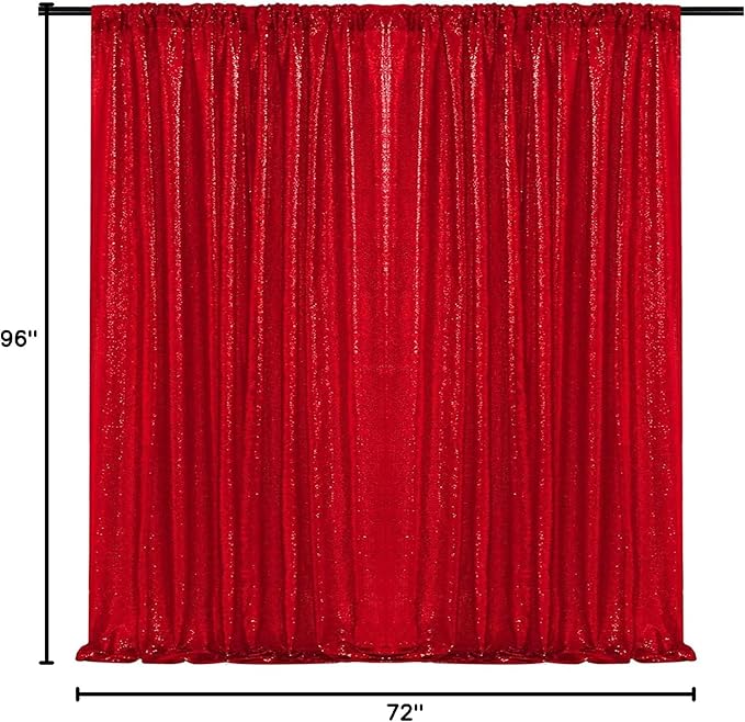 JYFLZQ Red Sequin Backdrop Curtains 6ft x 8ft 1 Panel Glitter Photo Booth Backdrops Sparkly Photography Background Drapes for Parties Wedding Bridal Showers