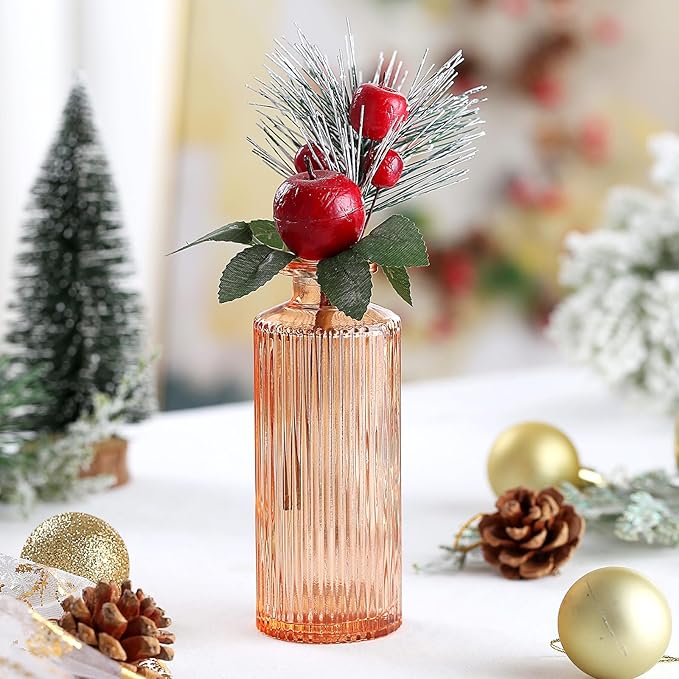 Bud Vases15 Pcs for Centerpieces Wedding,Flower Vases in Bulk for Rustic Home Decor,Small Vases for Wedding,Mother's Day,Graduation,Christmas,Birthday Party,Valentine's Day(Amber)