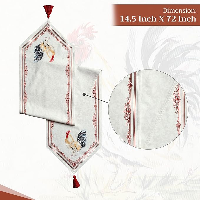 Maison d' Hermine Table Runner 100% Cotton Double Layer Table Runners 72 inches Long Decorative for Home Kitchen Dining Party Baby Shower Wedding Bridal Shower Spring Summer (Campagne, 14.50" x 72")