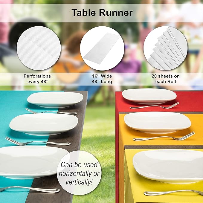 American Homestead Paper Table Runner Roll - 78 ft. Disposable Linen-Like Table Cover Roll - 20 Perforated Table Runners (16" x 48") for Parties, Weddings, and Events - Kiwi Green